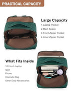 15.6 inch PU Leather Laptop Backpack Purse for Women (Retro Green)