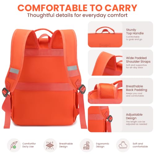 Vintage Backpack Travel Laptop Backpack with usb Charging Port for Women & Men College Backpack Fits 15.6 Inch Laptop Orange (Orange)