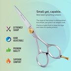 Suvorna Small Scissors for Beard, Mustache, Facial, Nose, Eyebrow & Ear Hair – Tiny Scissors for Cutting, Trimming & Grooming – 5" Stainless Steel Mustache Scissors for Men, Barbers, & Home Use