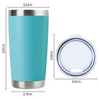 20oz Stainless Steel Tumbler Bulk with Lid (8 Count (Pack of 1) / Light Blue-1)