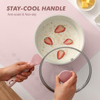 2.5 QT Ceramic Nonstick Saucepan with Lid (Sakura Pink / 2.5 Quarts)