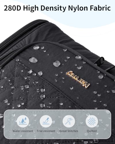 Hanging Toiletry Bag for Women (Quilted Black / Large)