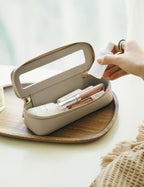 Clear Makeup Brush Bag Travel Cosmetic Case Transparent Zipper Toiletry Bag Organizer for Traveling (Stone / Minimalist)