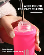 TPU Soft Flask Lightweight Portable Reusable Water Bottle (150ml/5.07oz-2 Pack-Pink)