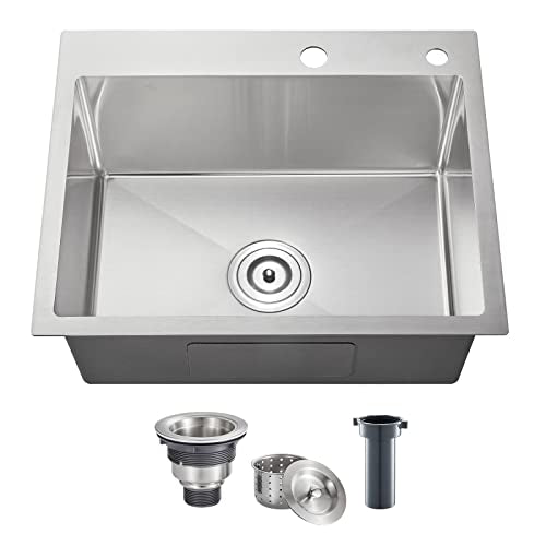 23 Inch Drop In Kitchen Sink (L 23"×W 18"×H 9" / Brushed)