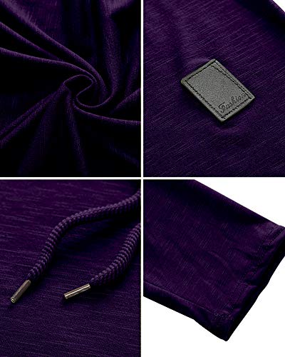 Mens Fashion Hoodies Sport Pullover Solid Color Shirt Workout Lightweight Tops Purple (Small / Purple1)