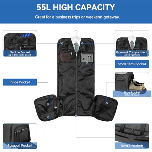 Garment Bags for Travel (Backpack Midnight Grey)
