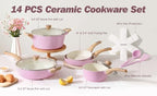 Ceramic Pots and Pans Set Nonstick (Ceramic Pink)