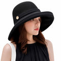 Women Summer Wide Brim Sun Hat Bucket Fishing Hats UV Protection (One Size / B2-fyu001-black)