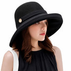 Women Summer Wide Brim Sun Hat Bucket Fishing Hats UV Protection (One Size / B2-fyu001-black)