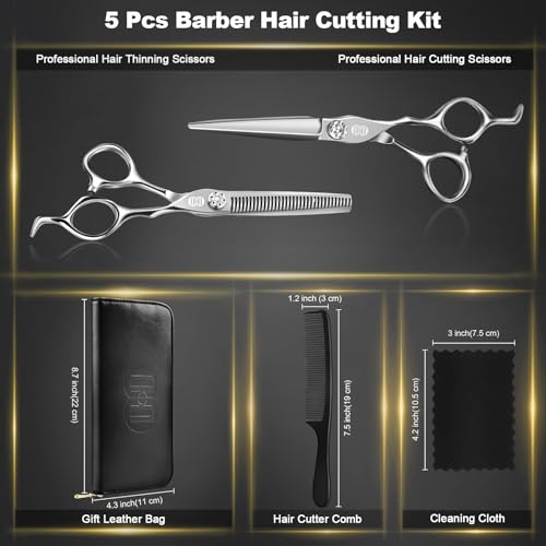 Professional Hair Cutting Scissors Kit (7.3 Inch / Silver Hair Scissors Kit)