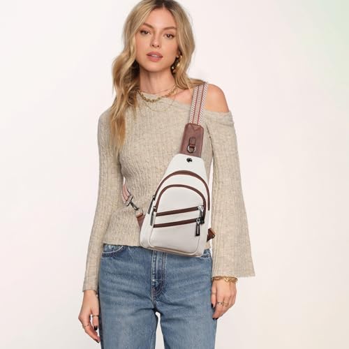 7L Crossboydy Sling Bag for Women Vegan Leather Crossbody Purse Fanny Pack Chest Bag for Travel (7L / 7l-beige Brown)