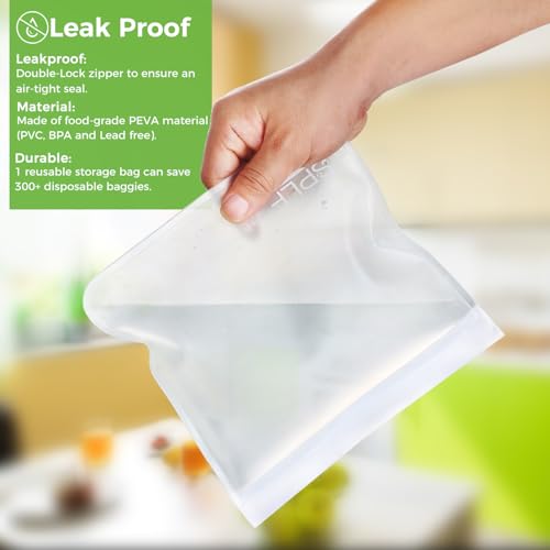 10 Pack Dishwasher Safe Reusable Sandwich Bags (10 Pack-10 Sandwich / White)