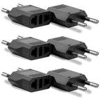 6 Pack US to European Travel Plug Adapter (6 Pack Black)