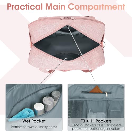 Carry on Duffle Bag Underseat for Airplane (Pink / Small with laptop compartment)