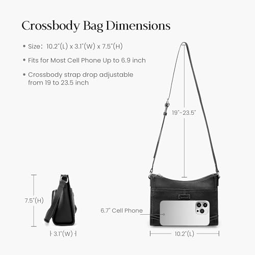 Black Genuine Leather Crossbody Bags for Women Travel Wallet Purse (Z02-black)