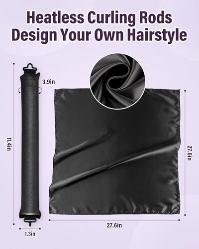 Heatless Hair Curler Overnight Curls (Black(Pack of 3))