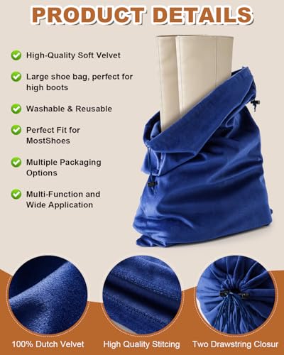 4 Pcs Shoe Bags for Travel (Palace Blue / 21.2"x13.3")