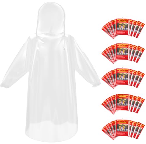 6 & 20 & 50 Pack Disposable Rain Ponchos for Adults (Clear / 6 Pack)