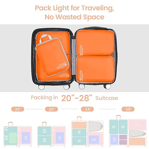 Compression Packing Cubes for Travel (01 Orange / 4-Piece Set)