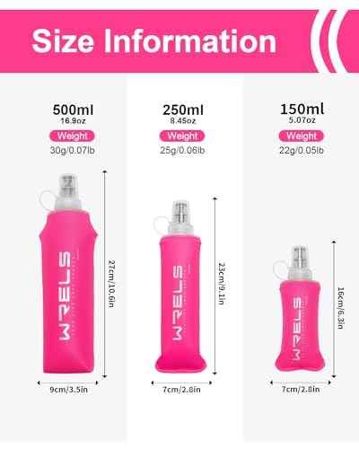 TPU Soft Flask Lightweight Portable Reusable Water Bottle (150ml/5.07oz-2 Pack-Pink)