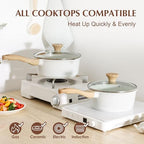 2QT Ceramic Nonstick Saucepan with Lid (White Ceramic / 2 Quarts)