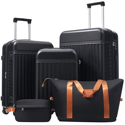Luggage Sets Durable Hardshell 3 Piece Suitcase with Bags (3-piece Set(20/24/28) / Black+bag)