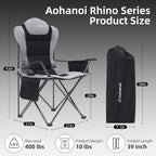 Heavy Duty Camping Chairs for Adults with Cup Holder & Cooler Bag (Gray | 400lbs)