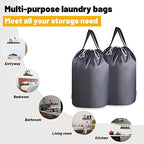 140L Washable Laundry Bags with Handles (Elegant Grey)
