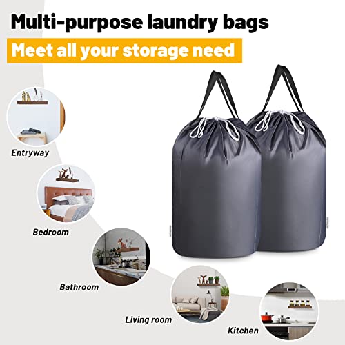 140L Washable Laundry Bags with Handles (Elegant Grey)
