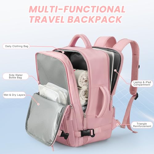 Travel Backpack for Women (Pink / Large)