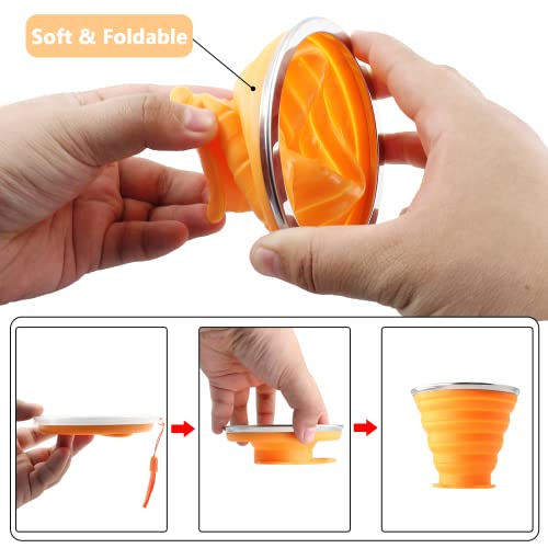 2 Pack Silica gel Collapsible Travel Cup 270ml (Pink & Orange)