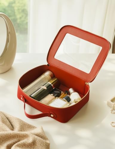 Clear Large Makeup Bag Mahjong Tile Bag with Zipper and Handle Red (Red / Large Luxe)