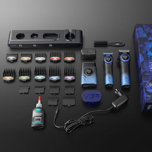 001/977/377 3-in-1 Barber Kit with Clipper Trimmer Foil Shaver, Blue (001 3 in 1 Blue)