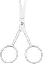 Multicolor Professional Grooming Scissors for Personal Care Facial Hair Removal and Ear Nose Eyebrow Trimming Stainless Steel Fine Straight Tip Scissors 3.9 Inch (Silver Safety Head C)