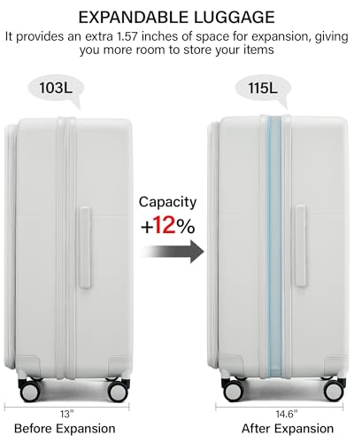28 Inch Expandable Checked Luggage (Smoke White / 28 Inch EXT)