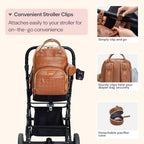 Leather Diaper Bag Backpack (Vegan Leather Natural Brown / Large)
