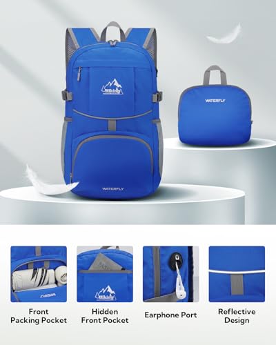 Small Lightweight Packable Hiking Backpack Foldable Travel Daypack (F-blue / 25L)