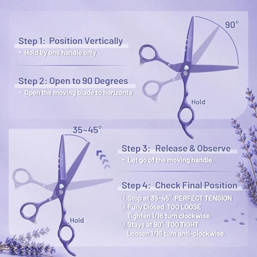 5.5 in Hair Cutting Shears Kit with Bag for Barbers (5.5 Inch / Purple)