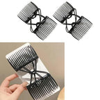 2Pcs Black Adjustable Elastic Hair Comb