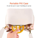 Weekly Pill Organizer 7 Compartment Rotating Pill Box for Daily (Orange+bag)