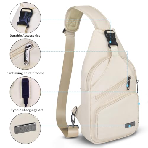 Sling Bag for Women (Leather Beige / Large)