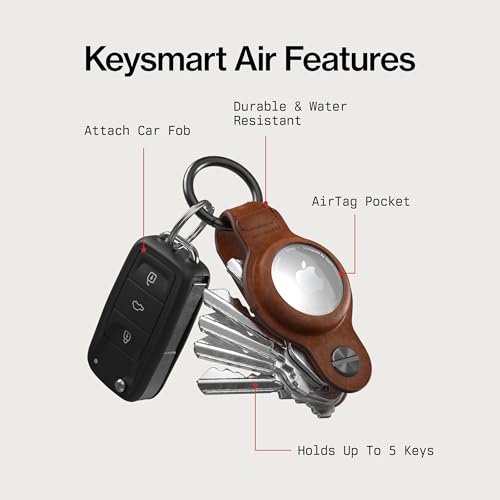 KeySmart Air AirTag Keychain Key Holder (Genuine Leather)