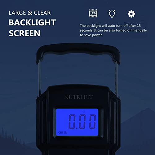 Luggage Scale Digital Suitcase Weighing Fish Portable for Travel (Jet Black)