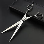 6/7/8 Inch Professional Hairdressing Scissors Barber Rose Pattern Hair Stylist Shears Styling Tool Japanese Stainless Steel Clippers (6-in four piece set)
