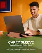 Laptop Carry Sleeve with Stand &Smart Storage for 14" Laptop for Work (Beach White / 14 Inch)