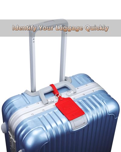 Leather Luggage Tags for Suitcases (Red)