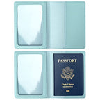 2 Pack Passport covers and Vaccine Card Holder PU Leather Passport Wallet Vaccine Case Protector Slot Travel Passport Wallets for Women & Men (Blue & Pink)