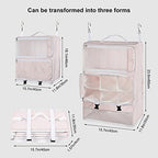 Travel Portable Hanging Shelves Closet Organizer Packing Luggage Storage with Multifunctional and Foldable Invisible Compartment (Pink / XX-Large)