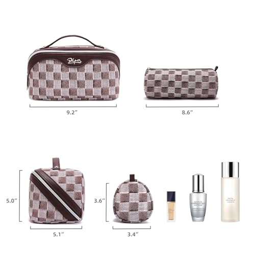 Travel Makeup Bag Cosmetic Bags for Women (D-3-Brown)